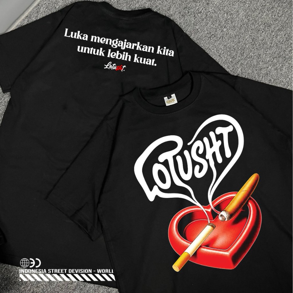 TSHIRT KAOS PSHT LOTUSHT CGARET DESAIN SIMPEL KEKINIAN DISTRO SABLON COMBED