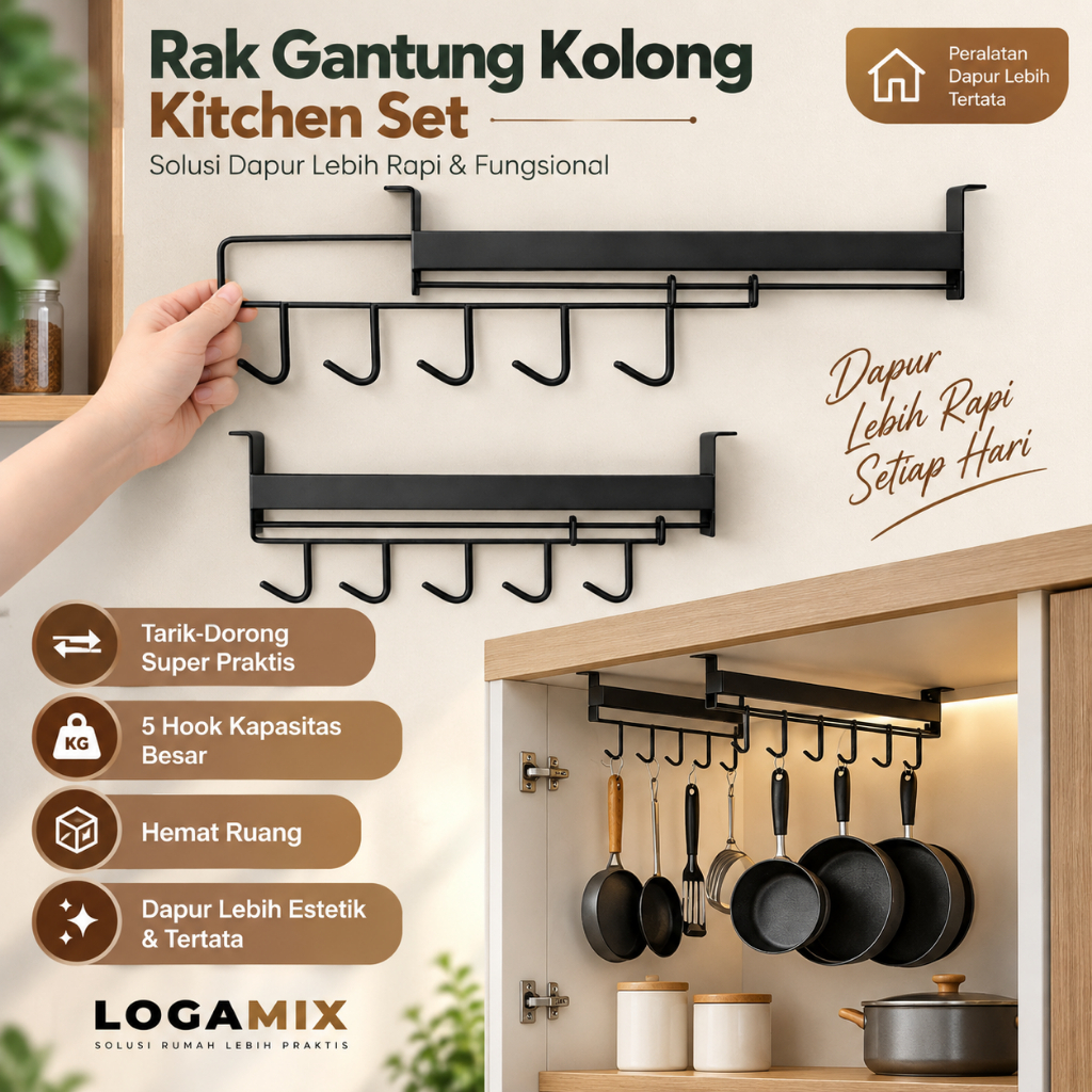 Rak Gantung Kolong Kitchen Set Tarik Dorong Minimalis