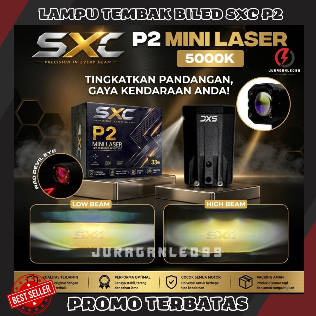 LAMPU TEMBAK BILED SXC P2 MINI LASER BLUELENS CAHAYA BILED WATERPROOF - MINI LASER