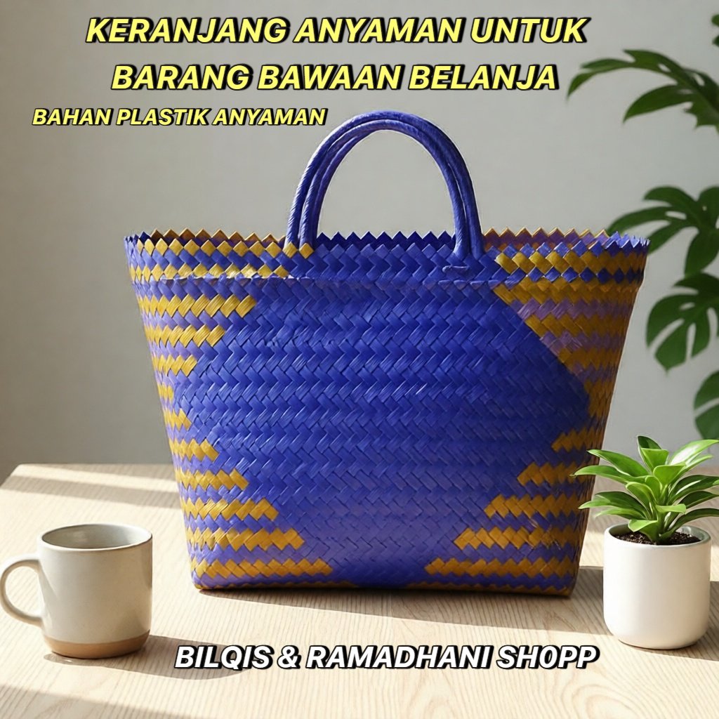 Keranjang Belanja Anyaman Plastik Tas Pasar Kantong Belanja/Tas Anyaman Plastik Glossy/Keranjang Any