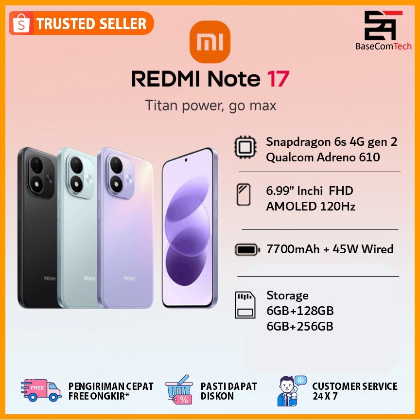 Handphone Xiaomi Redmi Note 17 4G RAM 6GB ROM 256GB 6.99 inch AMOLED Garansi Resmi
