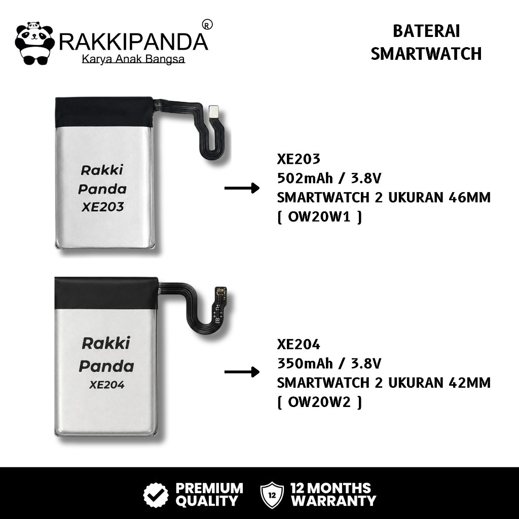RakkiPanda - Baterai XE203 Smartwatch 2 OW20W1 / XE204 Smartwatch 2 OW20W2 3.8V