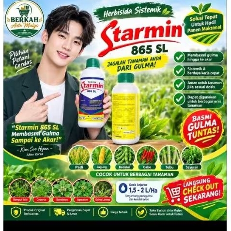 Herbisida STARMIN 865sl  cairan racun rumput tanaman padi sawah sistemik dan selektif