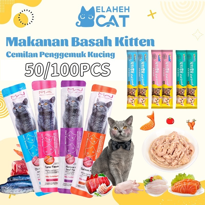 50/100pcs Camilan Kucing Snack Kucing Halal Makanan Basah Kitten