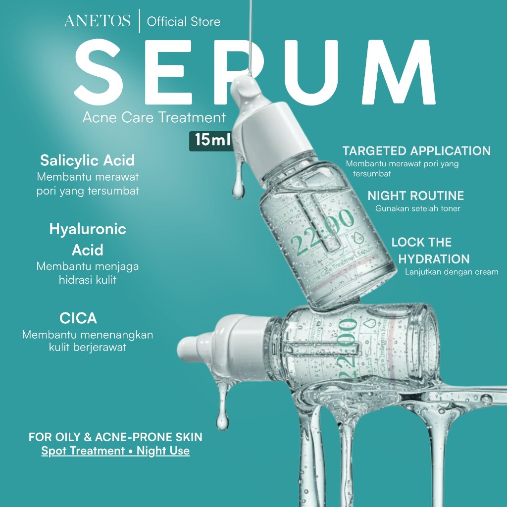 Anetos Acne Care Treatment Serum – 15ml (Serum Wajah, Essence, Membantu Mengatasi Kulit Berjerawat)