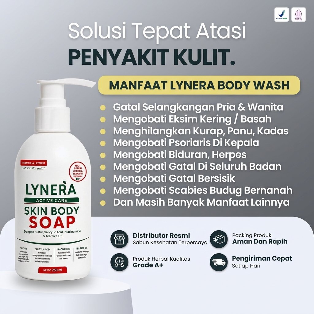 Lynera Body Wash Kulit Salep Eksim Exim Psoriasis Kepala Borok Infeksi Jamur Kurap Dingin Biduran An