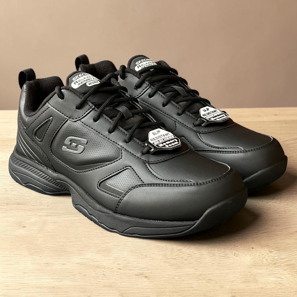 Skechers Dighton 77111-BLK Sepatu Sneaker Kerja Formal Pria ORIGINAL