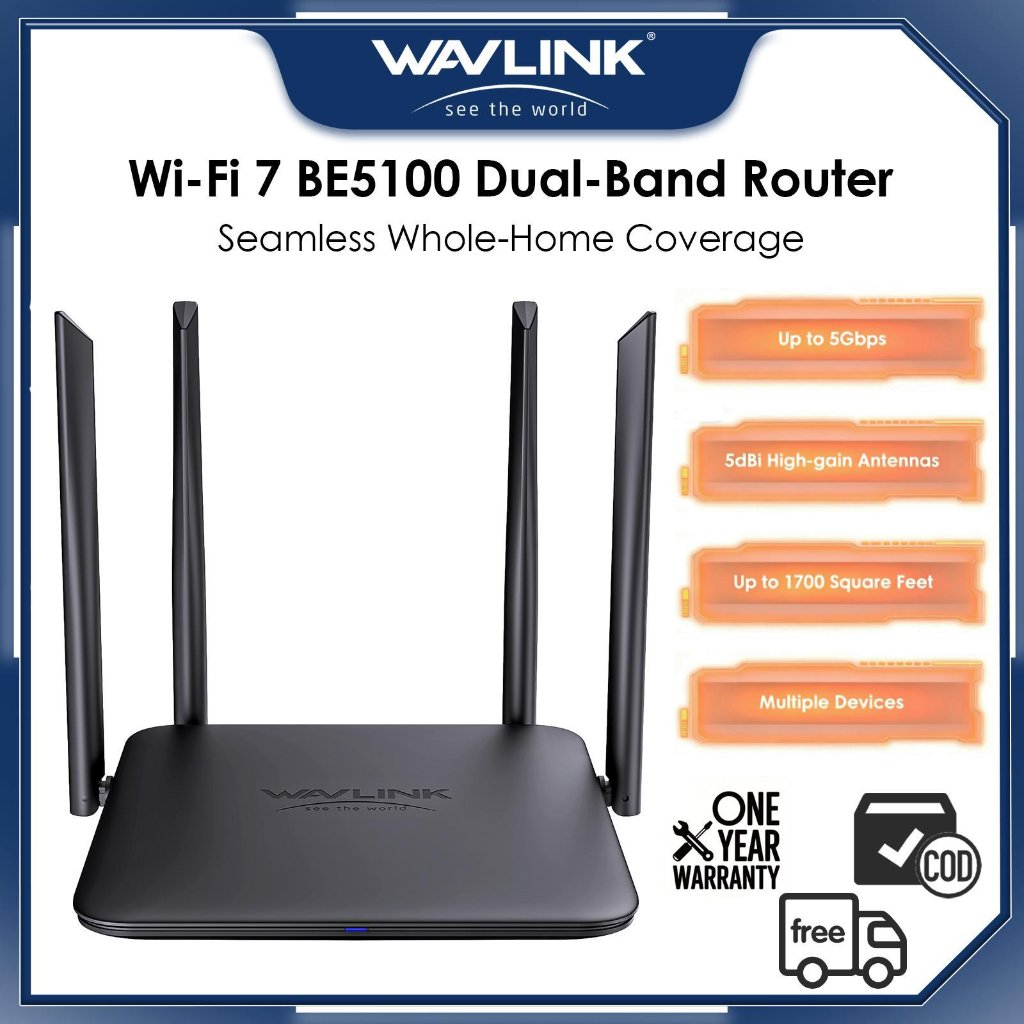 WAVLINK BE3600 Wi-Fi 7 Router Dukung 100+ perangkat, jangkauan luas dengan Mesh. teknologi MLO & 409