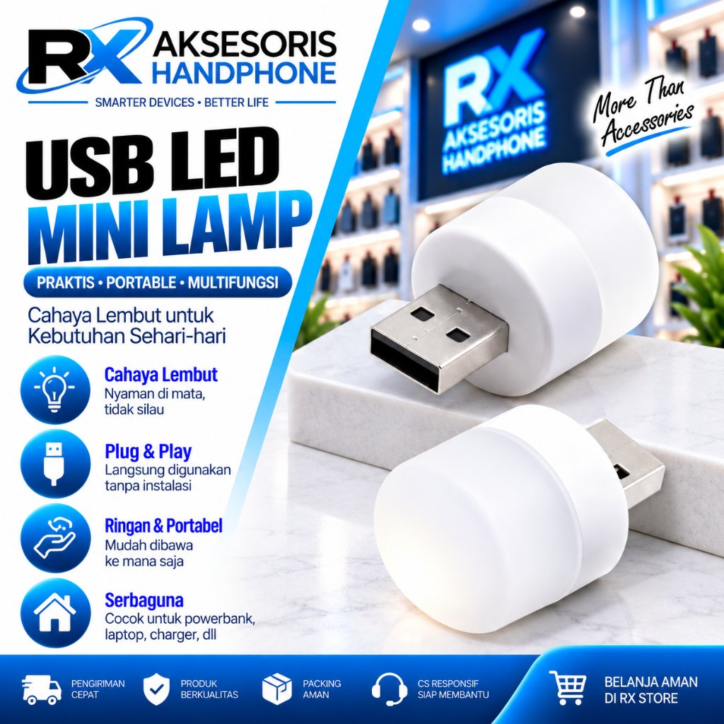 Bola Lampu Usb Bola Lampu Mini Usb LED Portable | Lampu Laptop Power Bank | Hemat Energi Terang