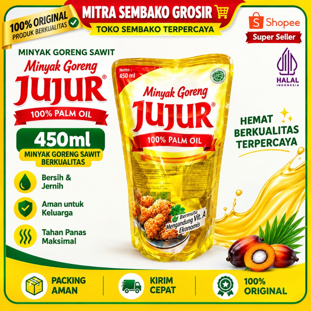 Minyak Goreng Jujur 450ml Pouch Praktis Sehat Hemat