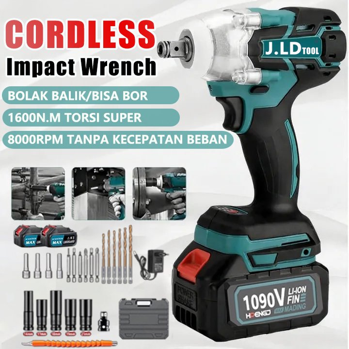 JLD Impact Wrench 1090V/588V Cordless Impact Wrench Impact Wrench Brushless Cordless Electric Wrench