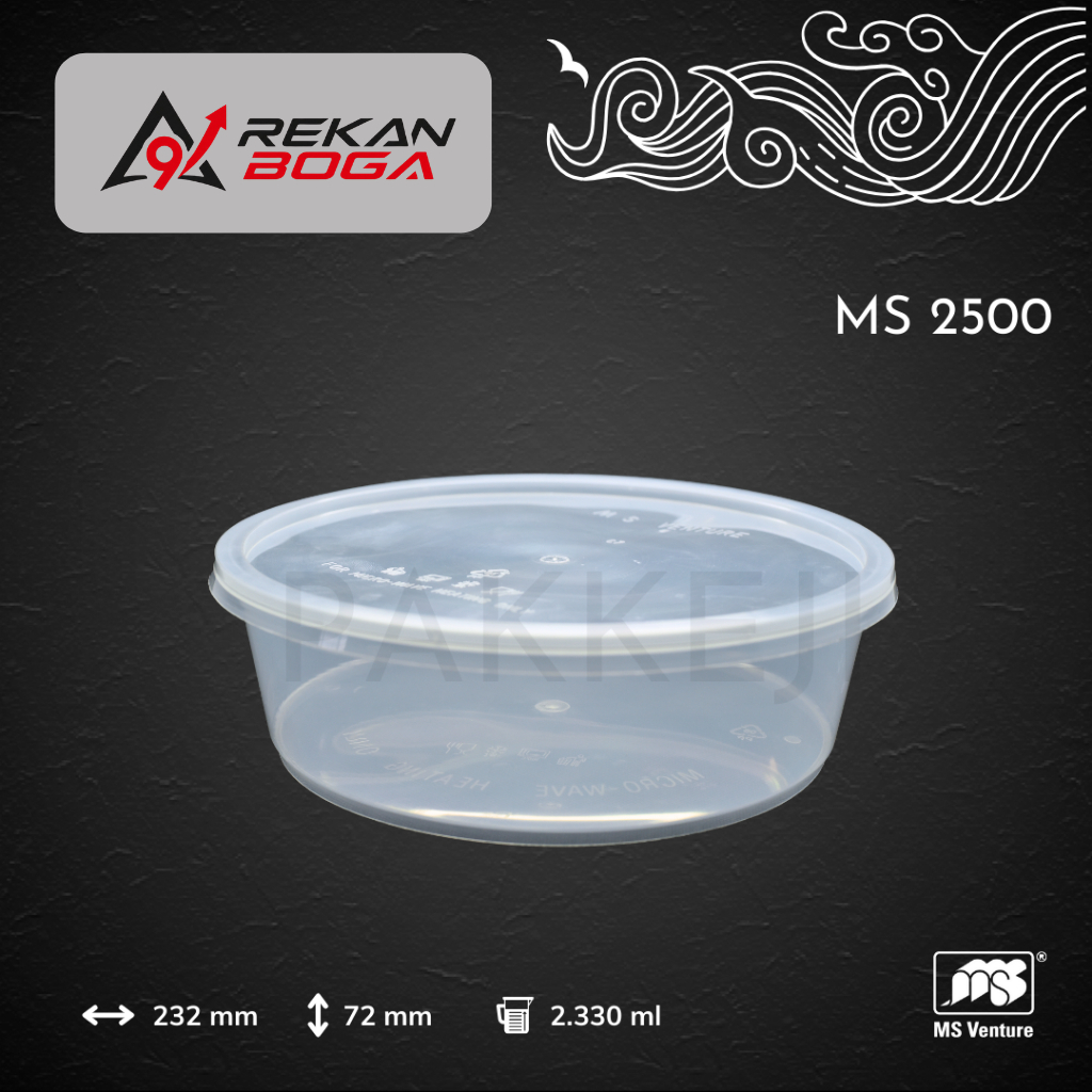 Wadah Besar – Wadah Serbaguna untuk Lauk & Mie Kapasitas 1800 gram – MS Venture - MS 2500
