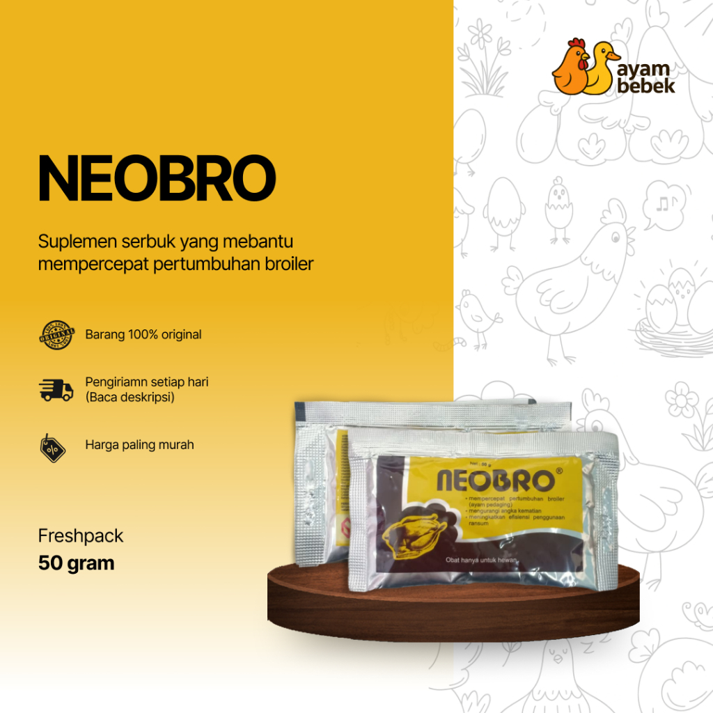 Neobro Medion – Suplement Serbuk Ayam Broiler & Petelur | Antibiotik & Growth Promoter | 50 g | Medi