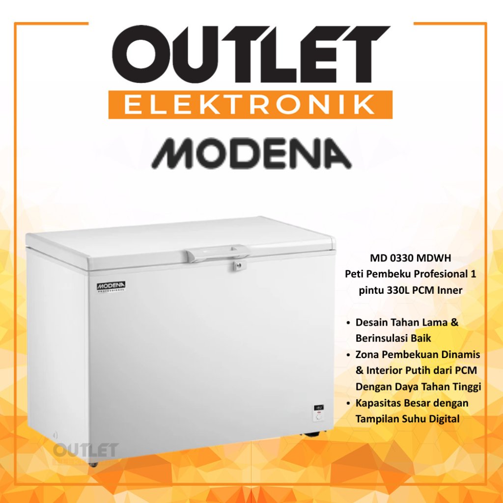 Modena Chest Freezer MD0330MDWH Box Pendingin Daging & Frozen Food 330L