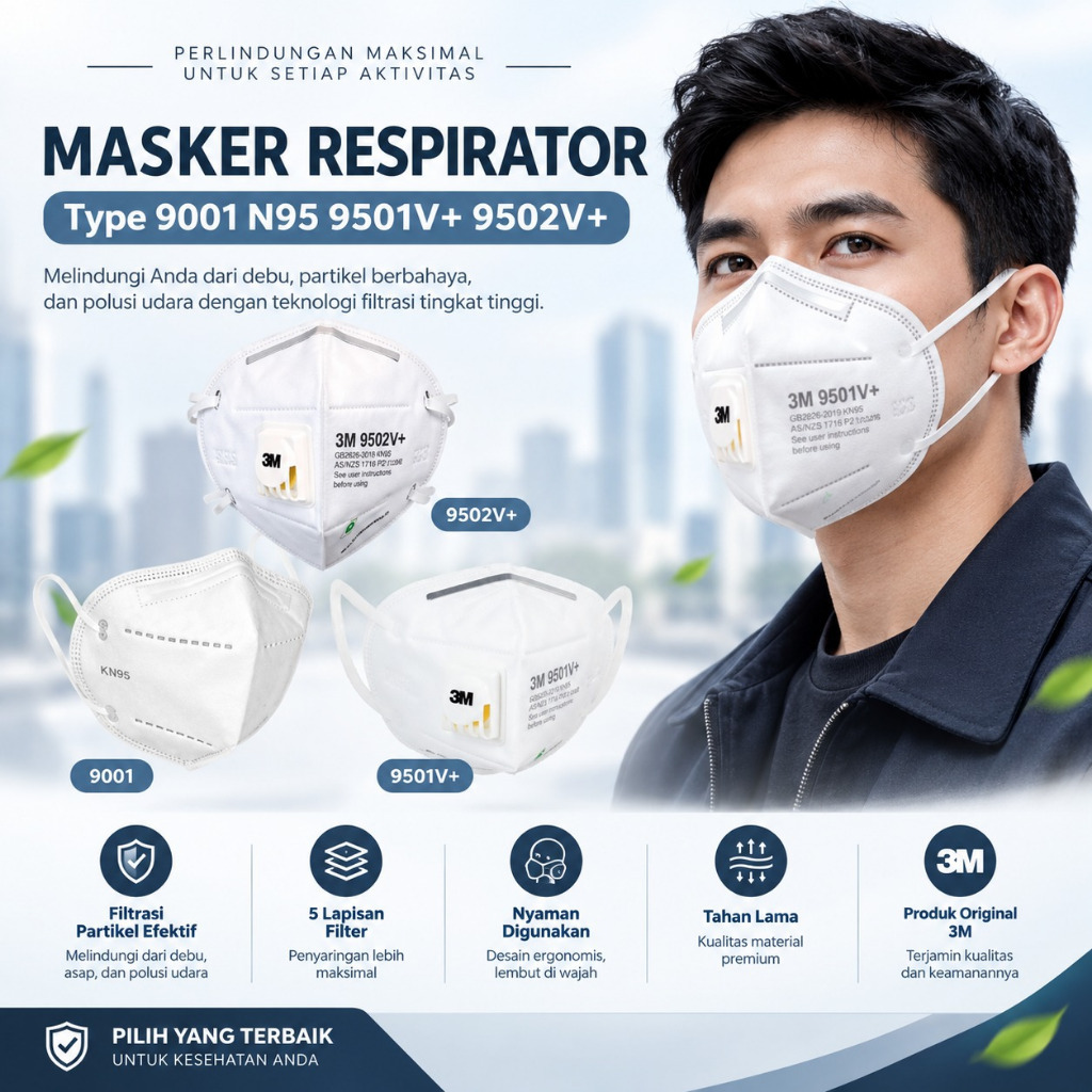 Termurah Masker Bedah Medis Earloop 3 Ply Type 9001 N95 9501V+ 9502V / Masker Kesehatan Anti Virus B