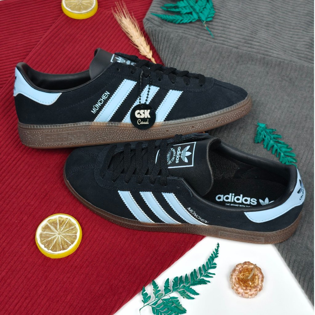 Adidas Munchen Black Clear Sky Blue Original - JR3903