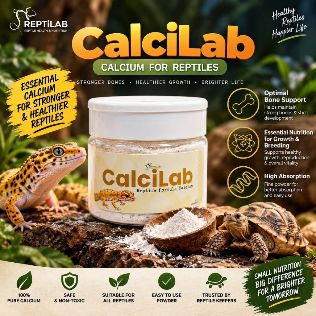 REPTILAB CALCILAB - Calcium Reptile Tanpa D3 | Aman Harian untuk Chameleon Gecko Bearded Dragon Pacm