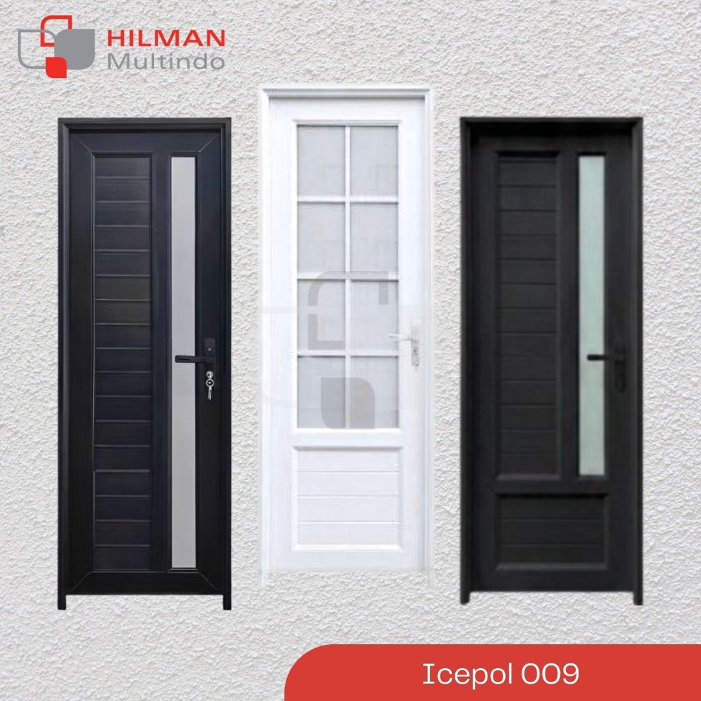 Pintu Icepol IC-009 - Pintu UPVC 70 x 200 cm Hitam / Putih