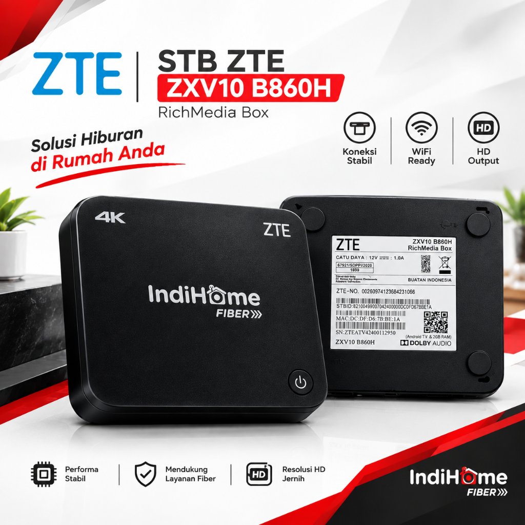 STB ZTE ZXV10 B860H RichMedia Box 4K IndiHome Fiber Bekas Pakai