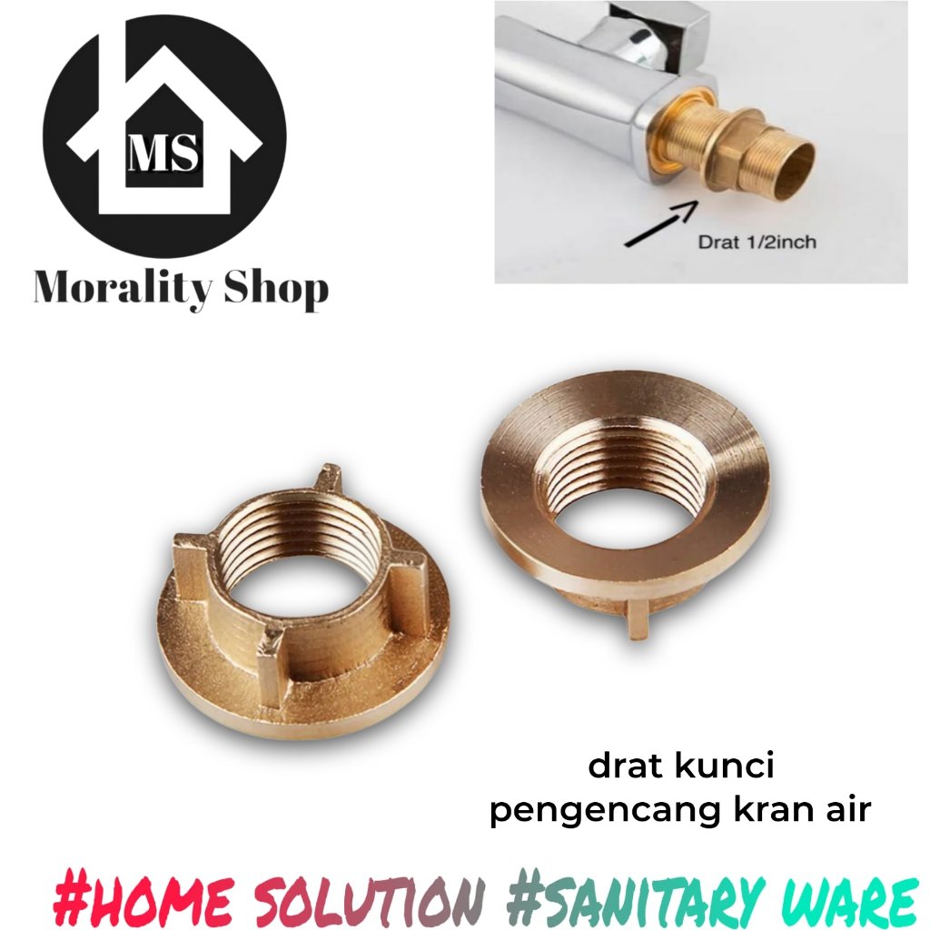 Drat Kunci Bawah Sambungan Keran air Sink Wastafel Kuningan NPK Drat Kran sink Tanam Meja