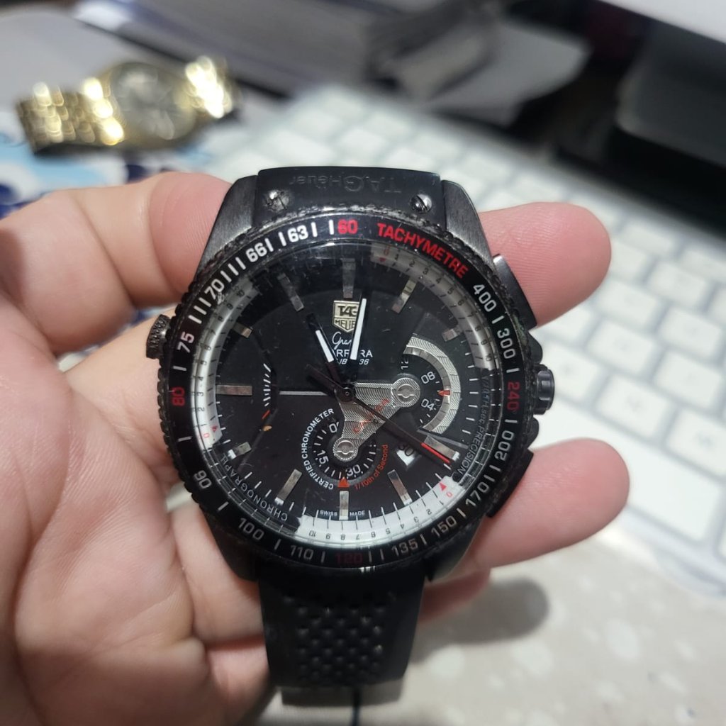 Preloved - Jam Tangan Watch Tag Heuer Grand Carrera Chronos 24 2nd Strap Rubber Non Ori