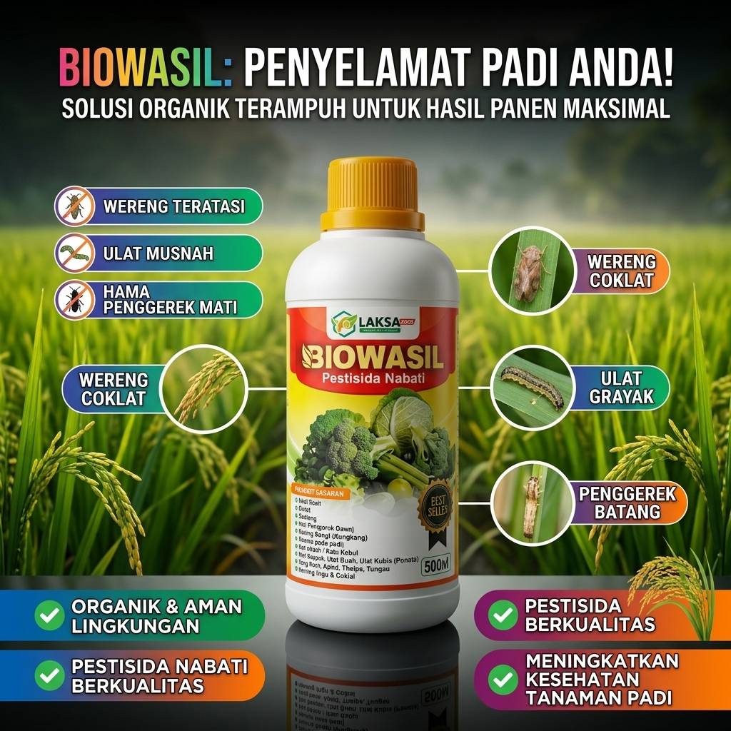 BIOWASIL obat hama padi - Pestisida padi atasi hama padi - inteksida organik pembasmi wereng terampu
