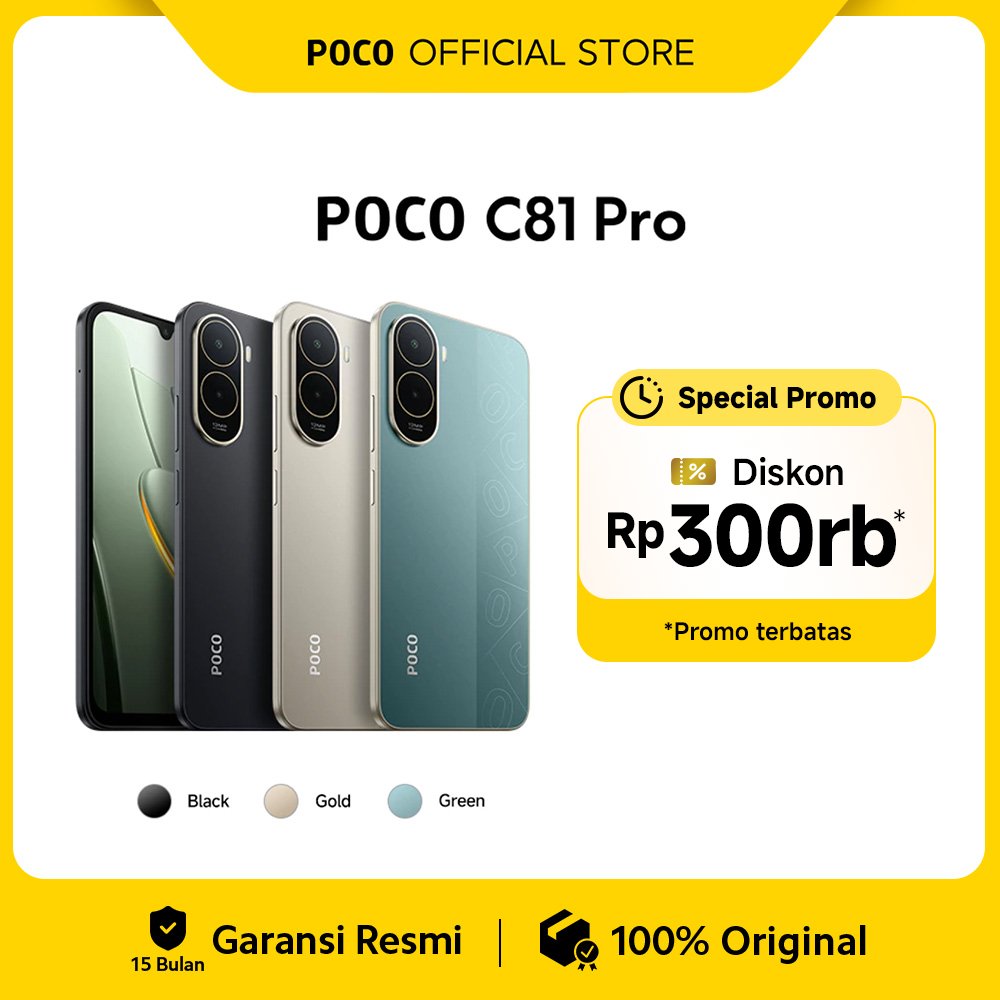 POCO C81 Pro (4GB/128G) (4GB/64GB) | Layar imersif 6.9" | Baterai besar 6000mAh (Typ) | Ditenagai Xi