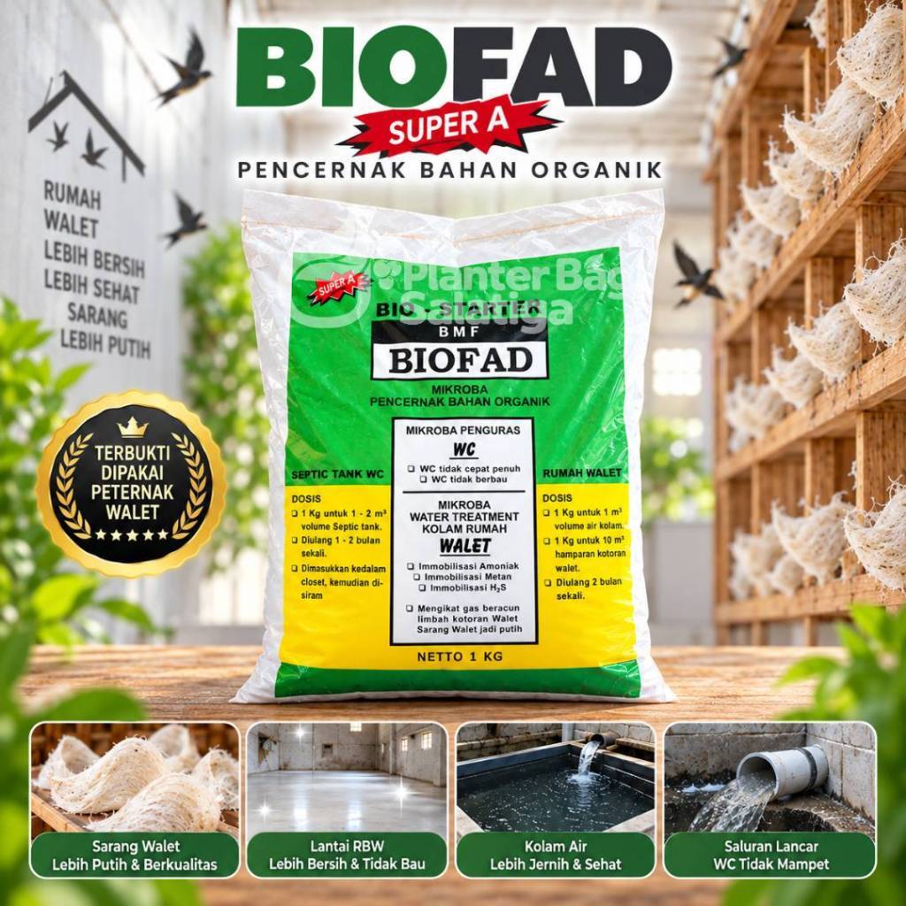 BioFad Super A 1Kg Mikroba Pemutih Sarang Walet Pengurai Kotoran Walet RBW Anti Amoniak Nitrit Water