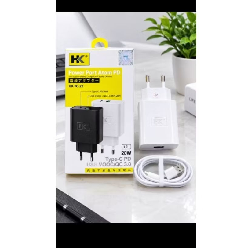 Charger HK TC-22 20W PD Type-C | USB QC 3.0 Fast Charging VOOC