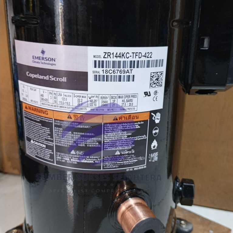 COMPRESSOR AC COPELAND ZR144 / ZR144KC / ZR144KC-TFD-422 12PK R22 380V (TANDEM)