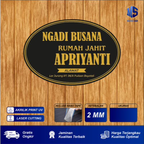 Plang nama toko oval, Plang nama ruangan, plang nama akrilik, Plang Logo,custom, free desain