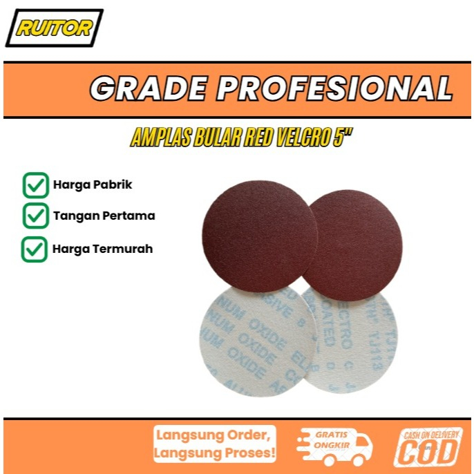 Amplas Bulat Red Velcro 5 Inch (1000 pcs)
