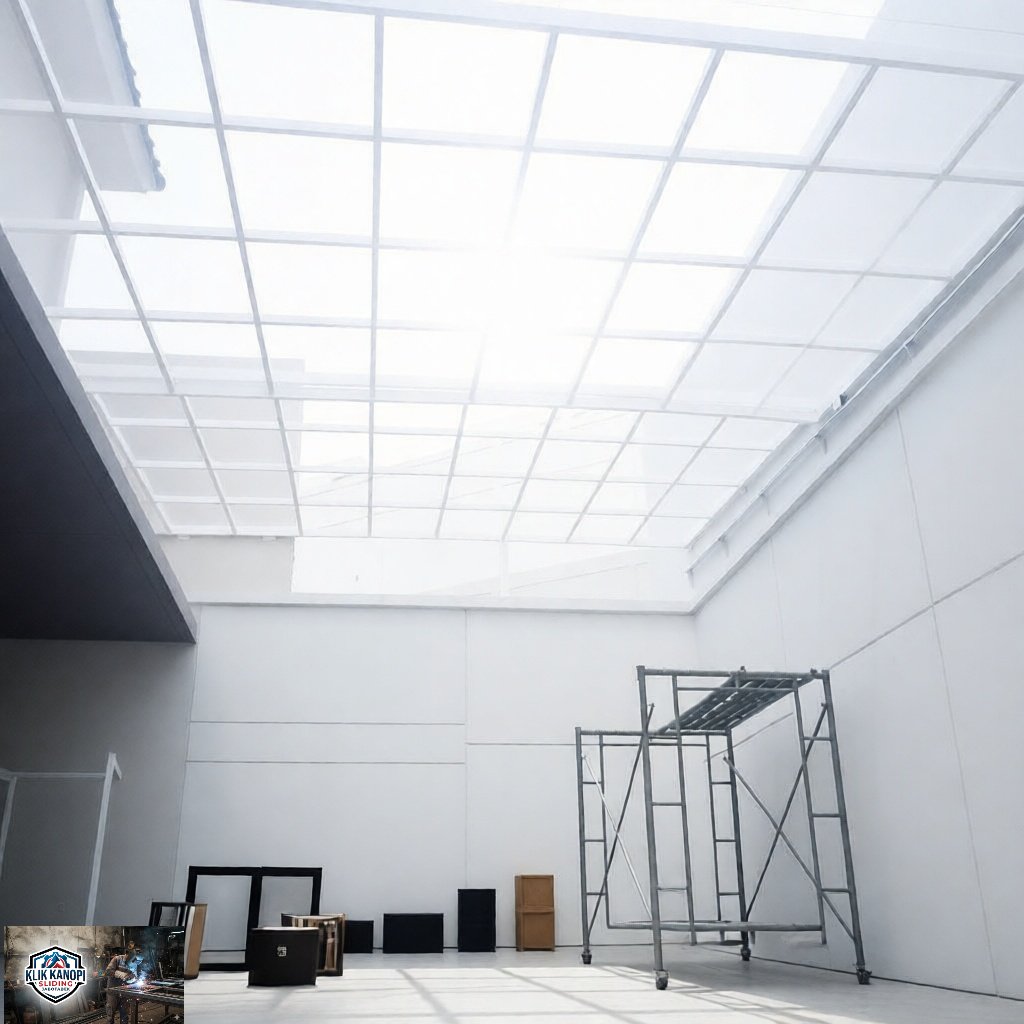 Kanopi Atap Bening Solarflat  Rangka Galvanis gratis pemasangan