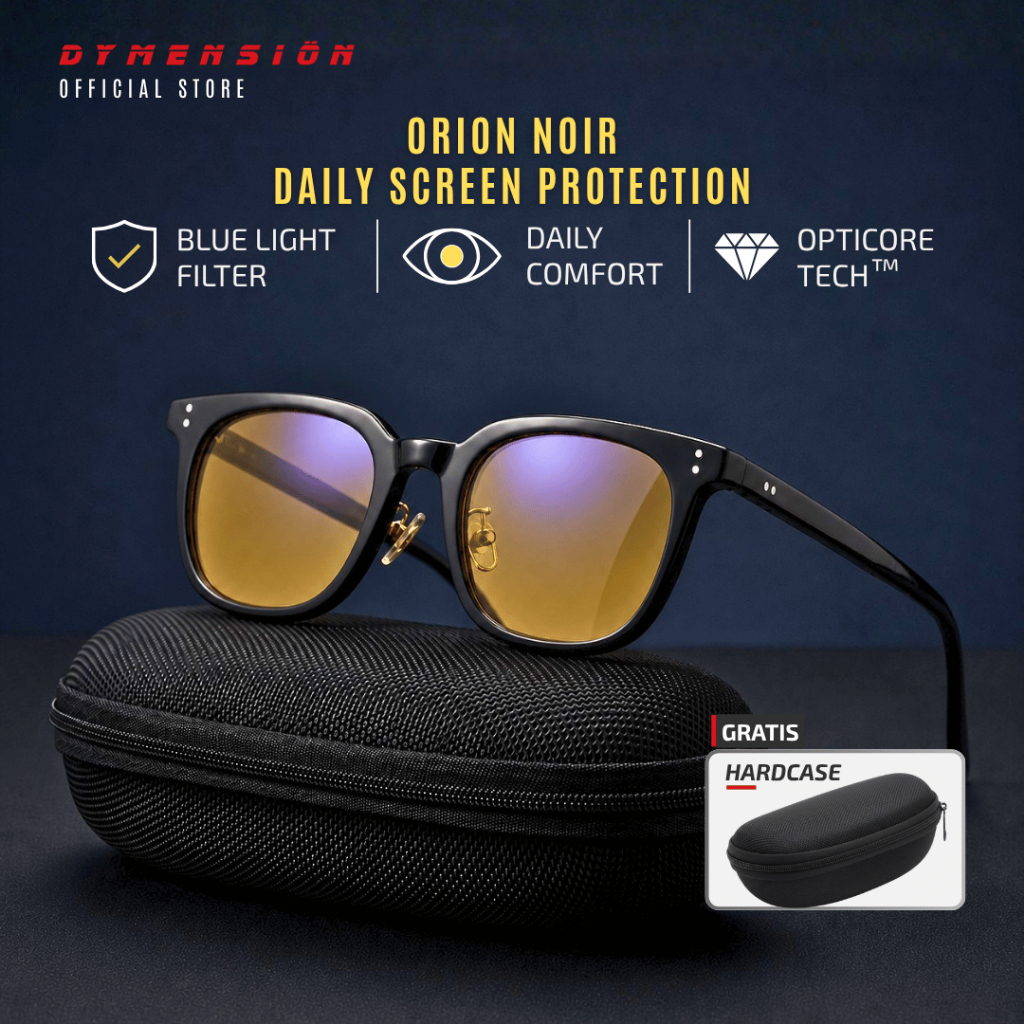 DYMENSION ORION Noir Kacamata Anti Radiasi Blue Light Premium UV400-Comfort Fit Nose Pad
