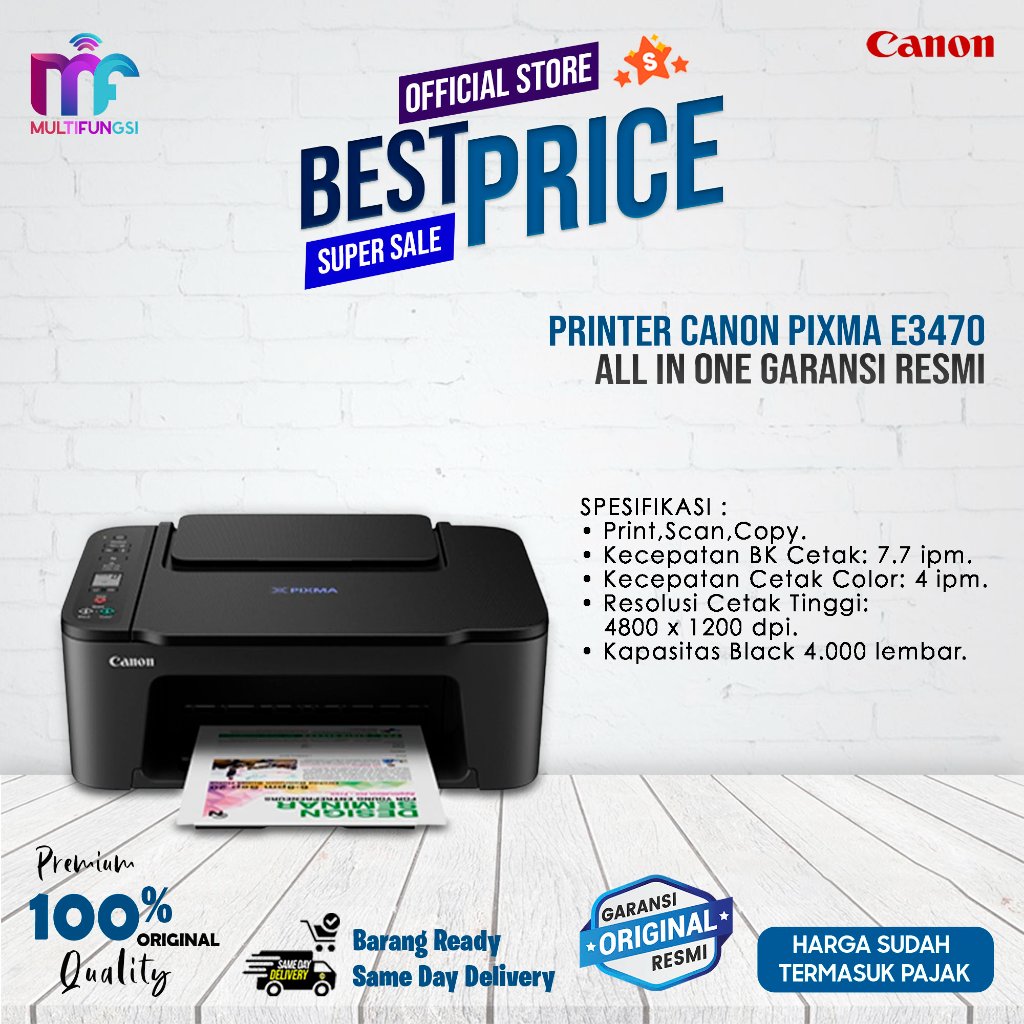 Printer Canon PIXMA E3470 All-In-One Wifi Garansi Resmi