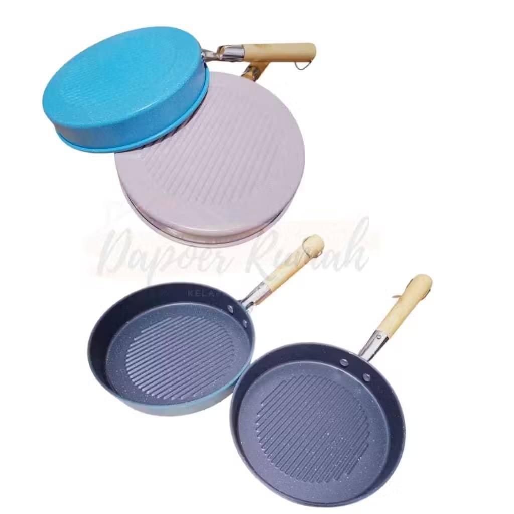 Teflon Grill Pan 20 Cm/Wajan Teflon Pemanggangan/Pan Grill BBQ Bulat