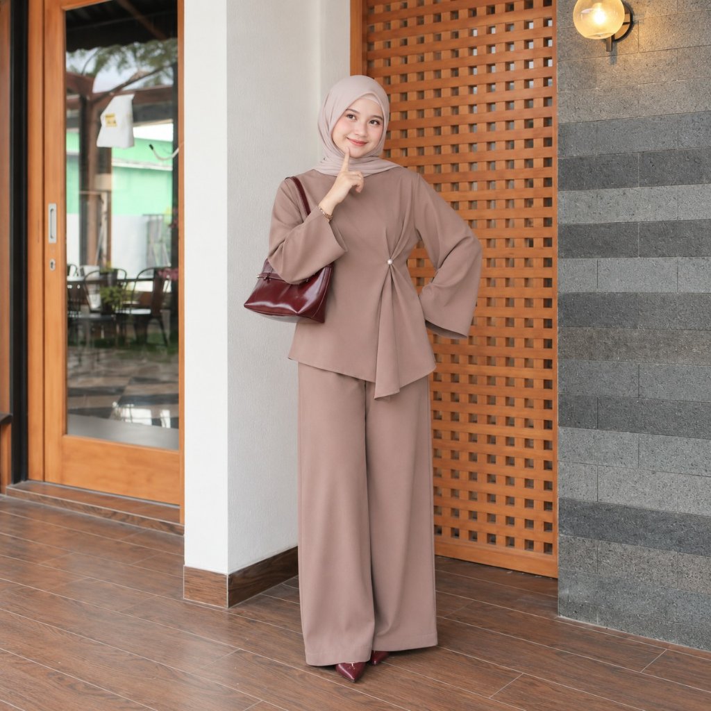 Dasterbeauty  - JENA Setelan tunik knit wanita jumbo kekinian oneset kulot polos terbaru 2026 adem n