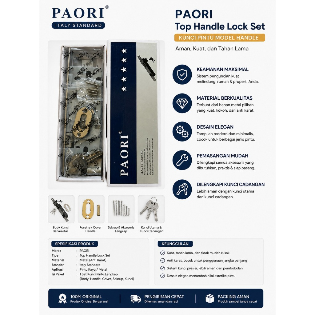 PAORI SET BODY KUNCI PINTU PELOR / PAORI TOP HANDLE LOCK SET
