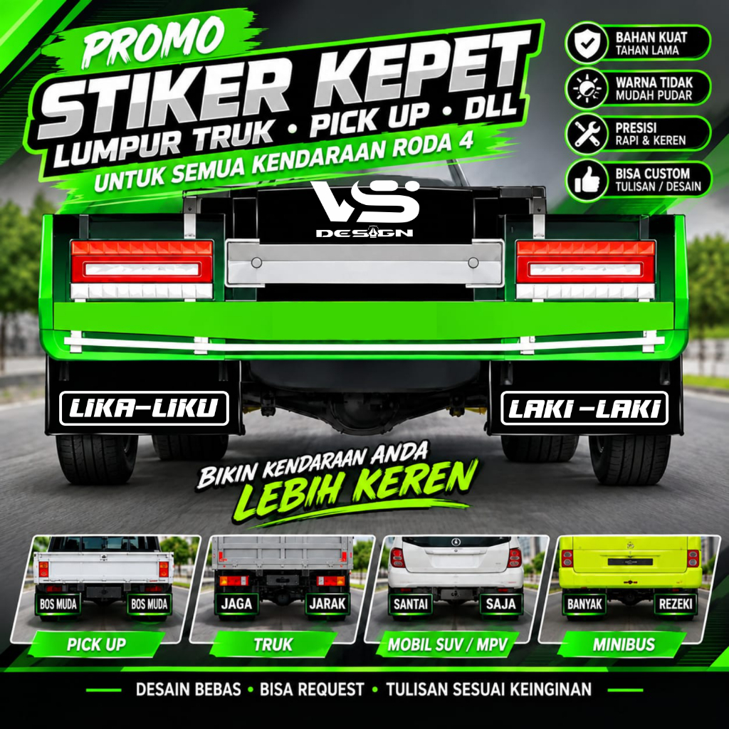 Sticker Karpet Kepet Mobil Pick Up L300, Truck, Bus, Grandmax Dll - Kepet Ebek Penahan Lumpur semua 