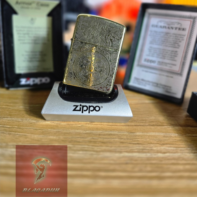 ZIPPO GOLD CONSTANTINE 5 SIDE ARMOR EDITION ORIGINAL WITH SEAL ORANGE
