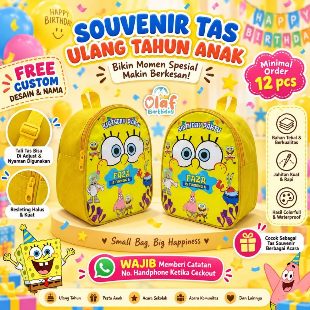ARCHY BAG Tas Ulang Tahun Souvenir Ultah Anak Goodiebag Custom Ransel Sekolah TK Birthday Gift