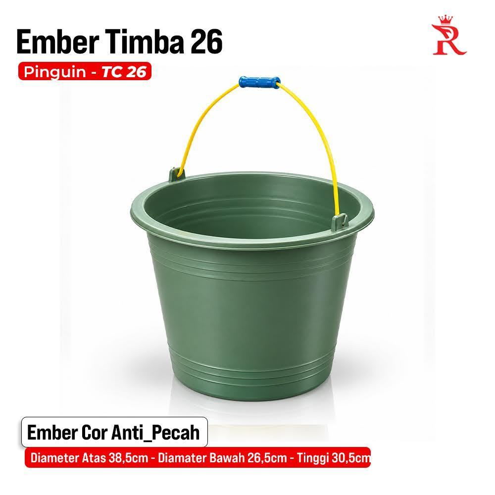 Ember Plastik Hijau 25 Liter Ember Cor Proyek Cor - 26 Pinguin Tebal Kuat Elastis