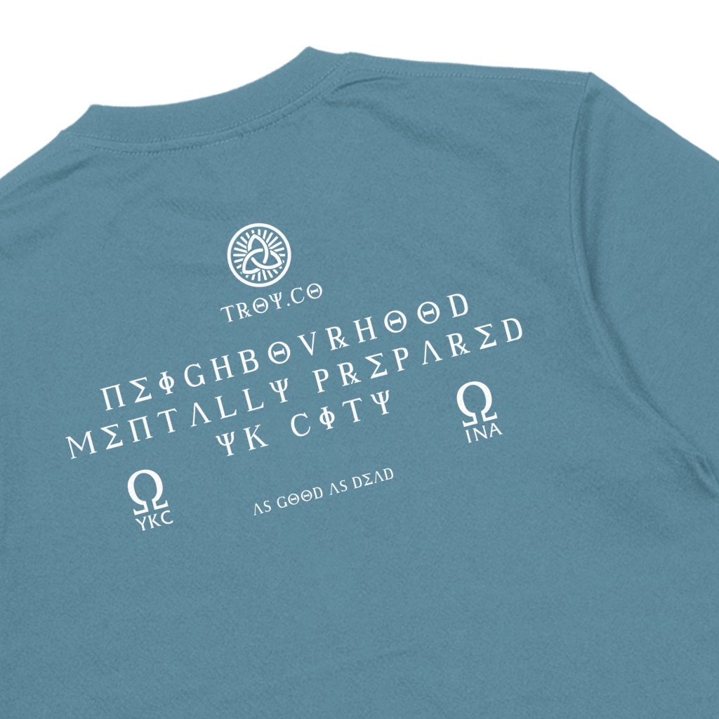 Troy Company T-Shirt Mineral Blue Mentally Prepared - Kaos Pria Lengan Pendek Biru Mineral MTD 3713