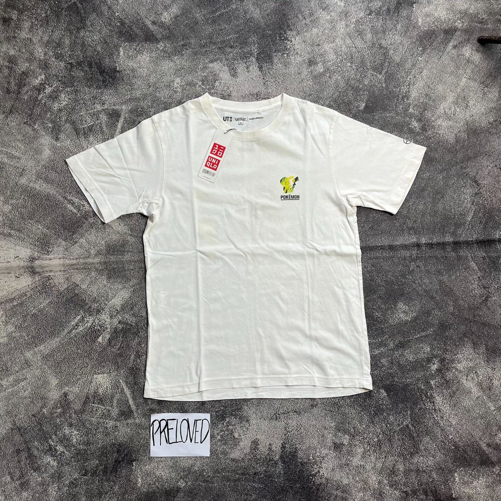 Tshirt Uniqlo UT x Pokemon x Meguru Yamaguchi Pikachu Kaos Putih ukuran M
