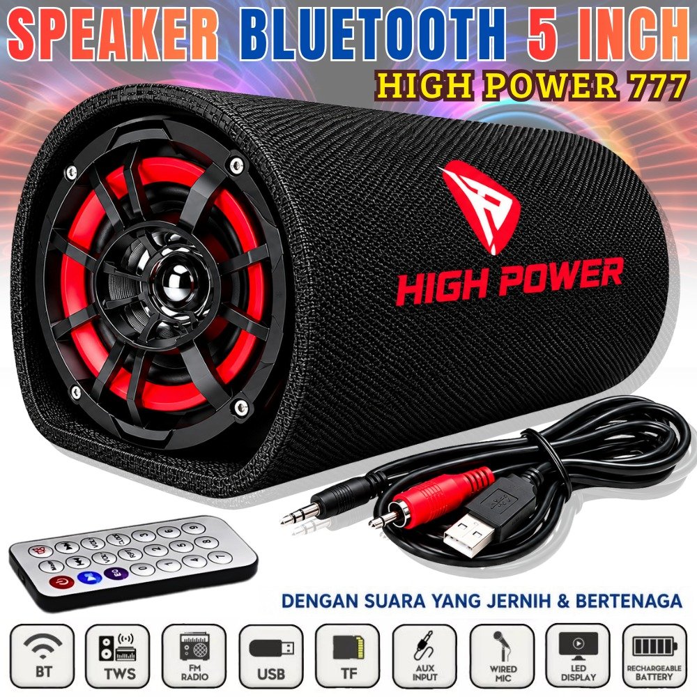 Speaker Aktif High Power 777 Bluetooth Radio | Speaker Tabung Bluetooth 5 Inch Bisa Di Sambung Ke Ak