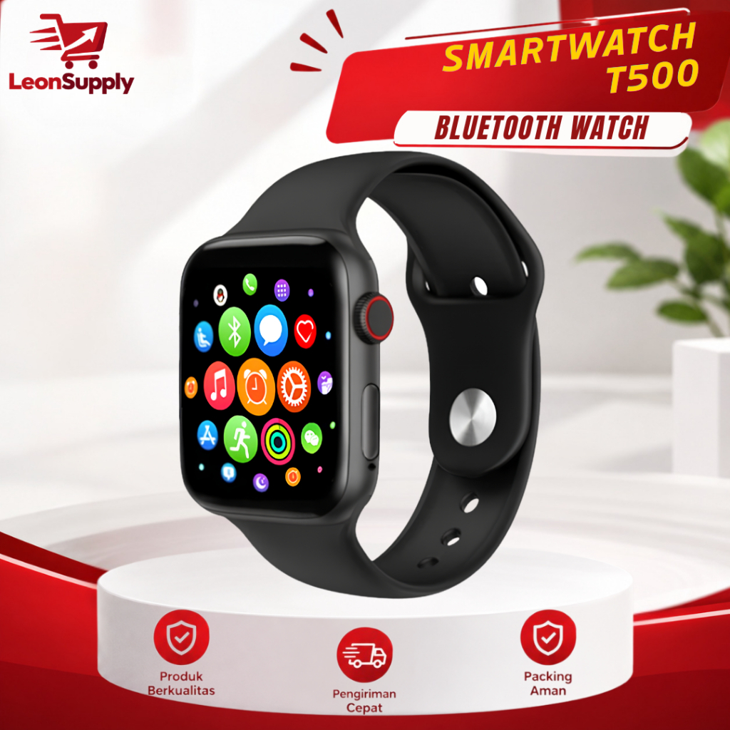LEONSUPPLY Smartwatch Jam T500 Pria & Wanita Bluetooth Tangan Bisa Telepon Custom Wallpaper Ukur Det