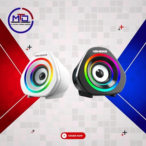 Speaker NEMESIS Speaker Gaming Stereo RGB SPN-08 Falcon for Pc - Hitam/Putih
