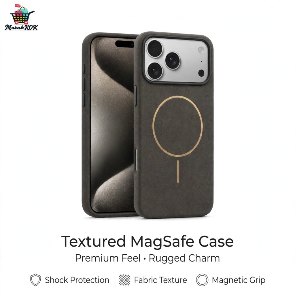 Leather Golden Ring Case For Iphone 17 16 15 14 Pro Max Casing Magsafe Microfiber Inside - MurahKok