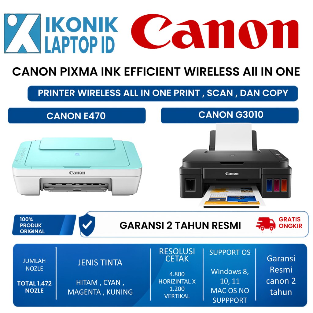 Printer Canon Pixma INK EFFICIENT ALL IN ONE WIRELESS PRINTER