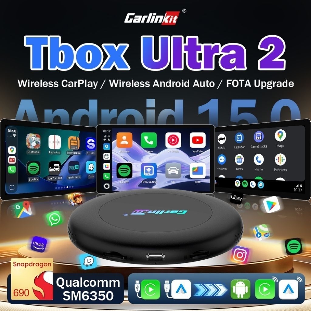 Carlinkit Tbox Ultra 2 SM6350 5G  Android OS 15 Wireless Carplay Android Auto, Car Streaming Box 8+1